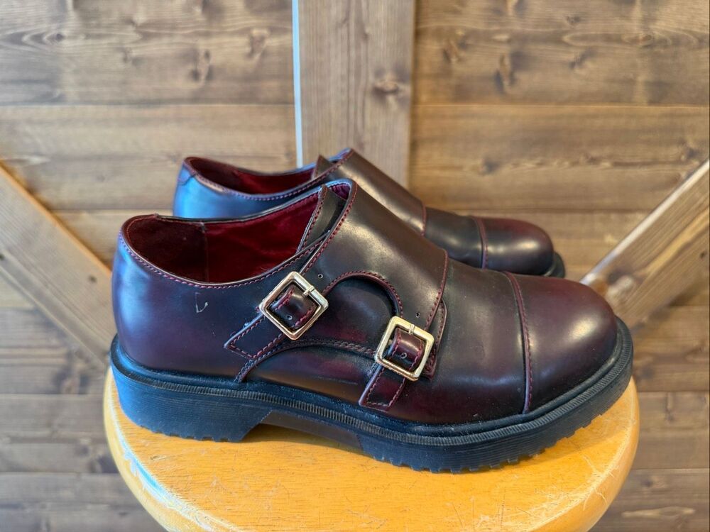 Electric Karma Scotty Women’s Burgundy Double Monk Strap Lug Sole Oxford Shoes S